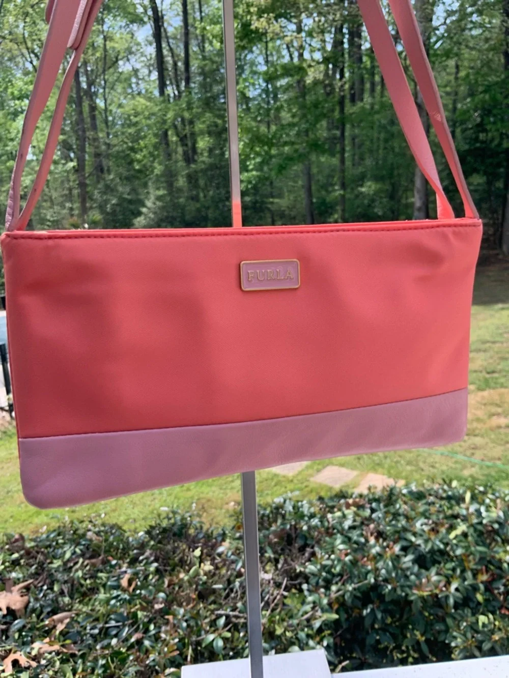 Furla Coral and Light Pink Shoulder Bag GUC - Picture 7 of 16